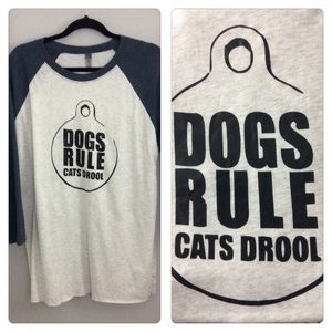 Next Level Apparel Graphic Henley Dogs Rule Sz L